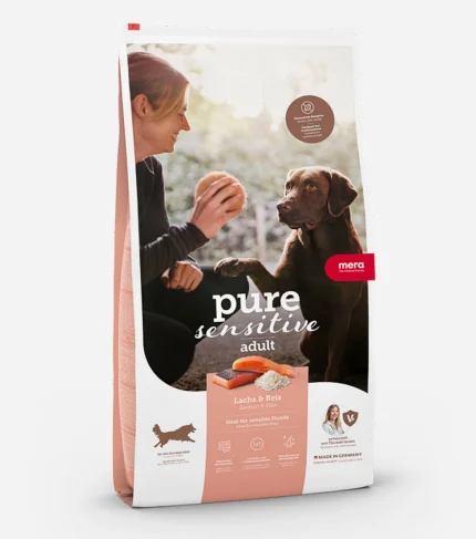 Gentle, hypoallergenic Salmon & Rice nutrition for sensitive adult dogs